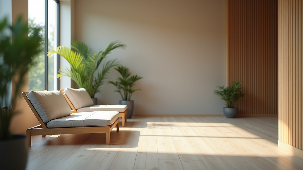Close-up view of a tranquil relaxation space in an office environment