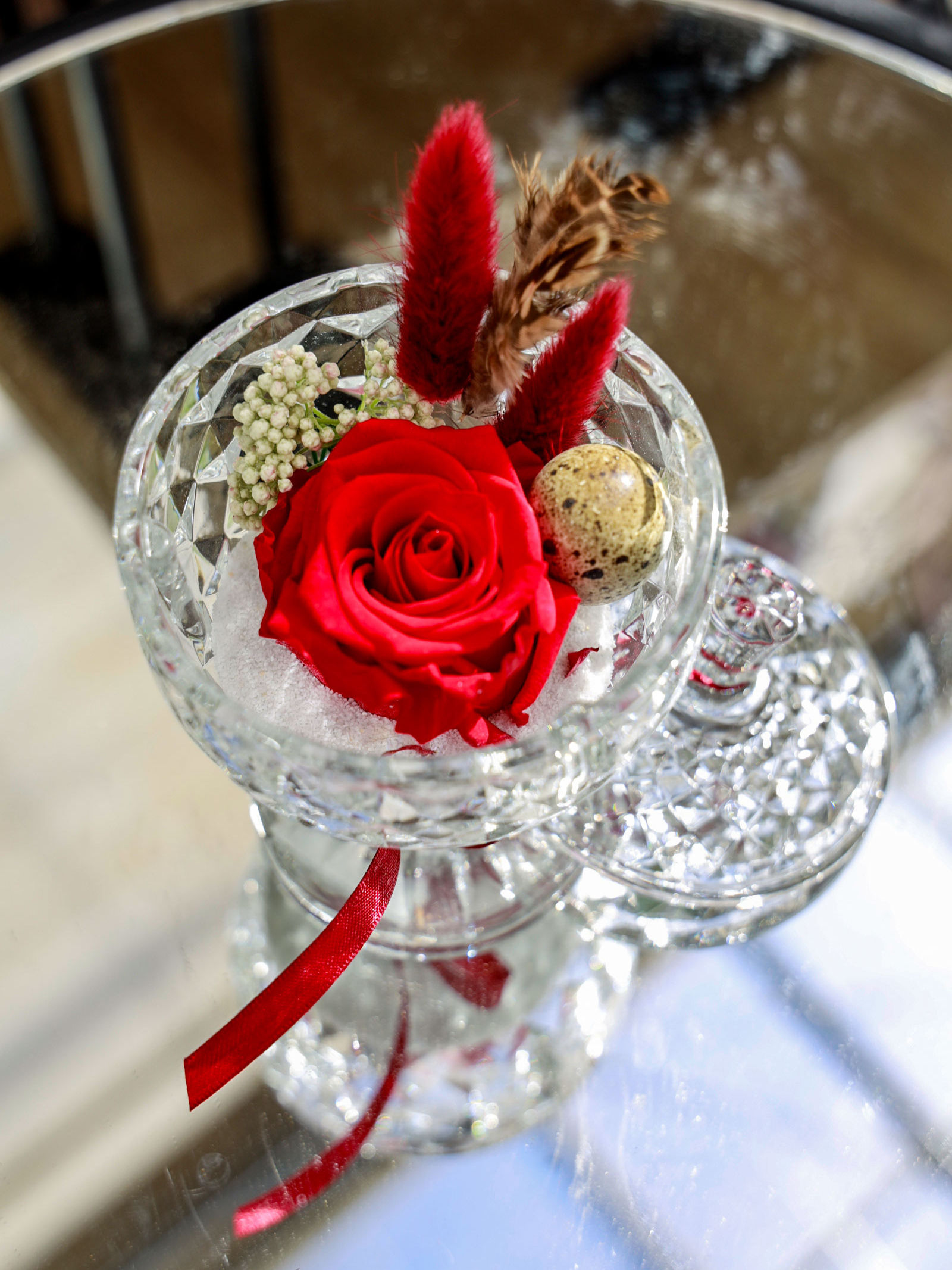 rote Rose im Glas - Geschenkidee