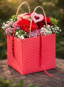 rote Tasche Blumen Blumengeschäft Bozen fiori fioraio fioreria bolzano san Valentino Valen