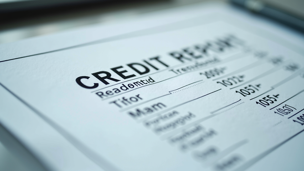 Close-up view of a credit report with highlighted numbers