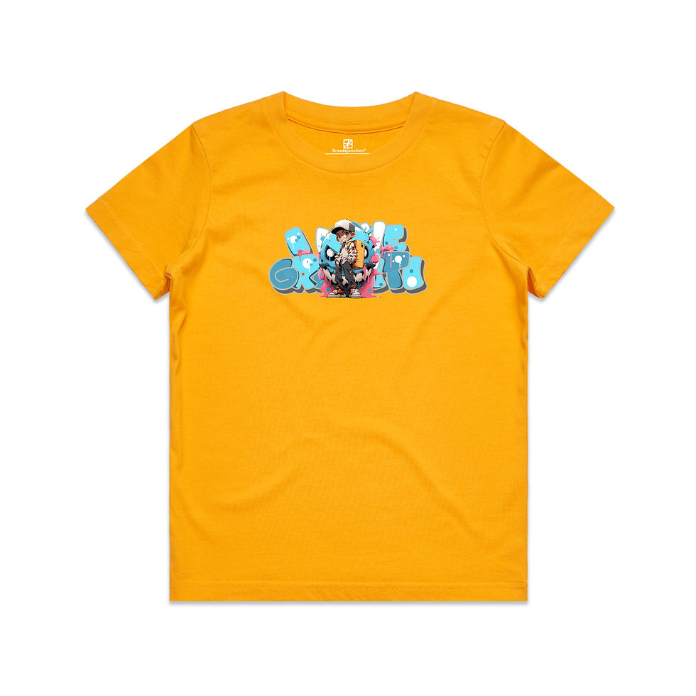 Thumbnail: yellow youth graffiti t-shirt front view