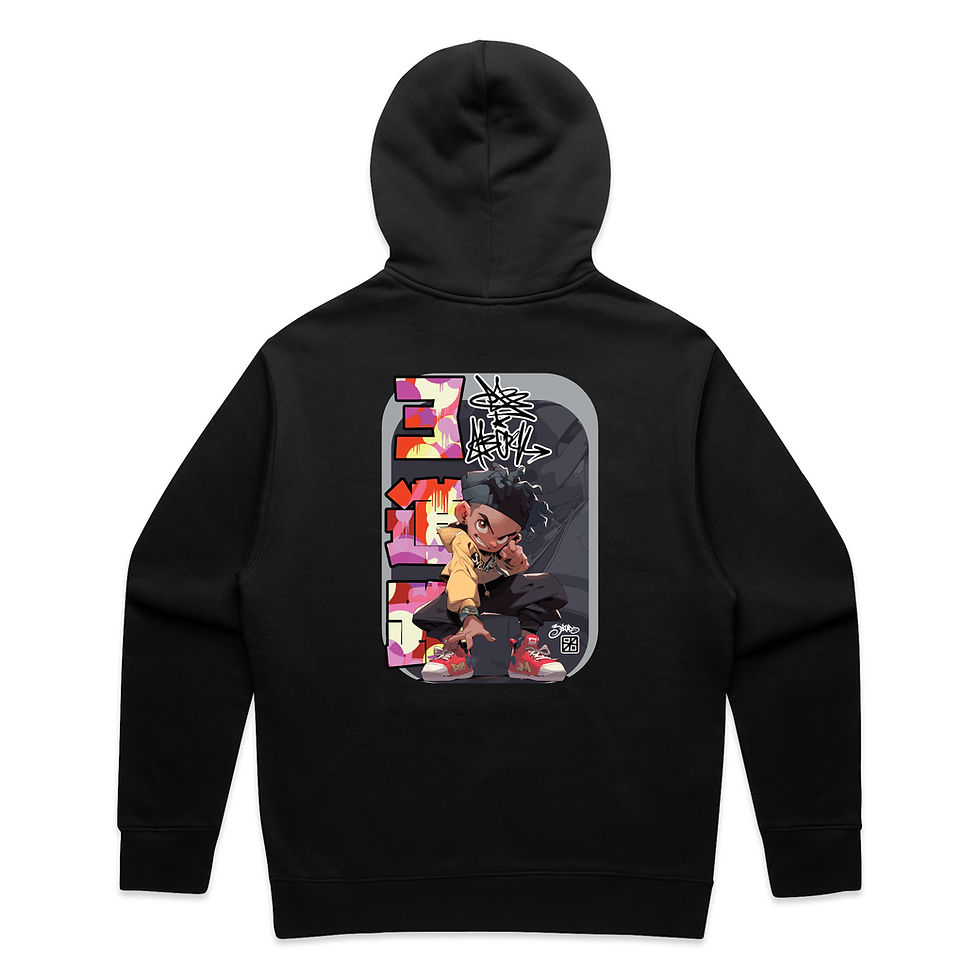 Thumbnail: black graffiti hoodie rear view