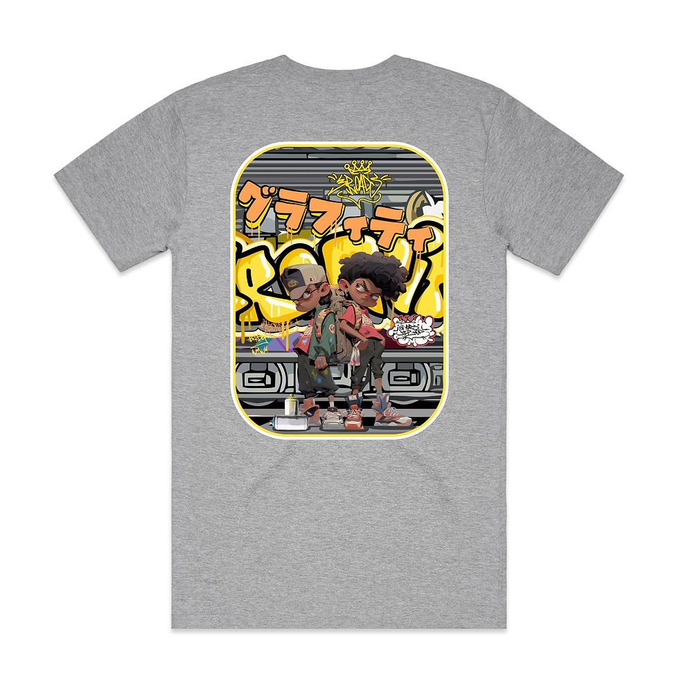 Thumbnail: grey graffiti t-shirt rear view