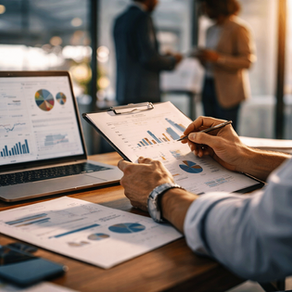 laptop with charts in office