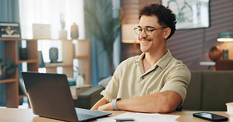man listening during video call