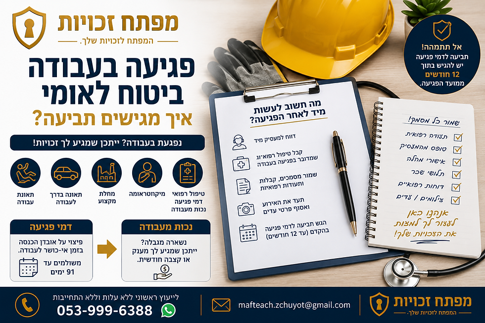 פגיעה בעבודה ביטוח לאומי- איך מגישים תביעה?