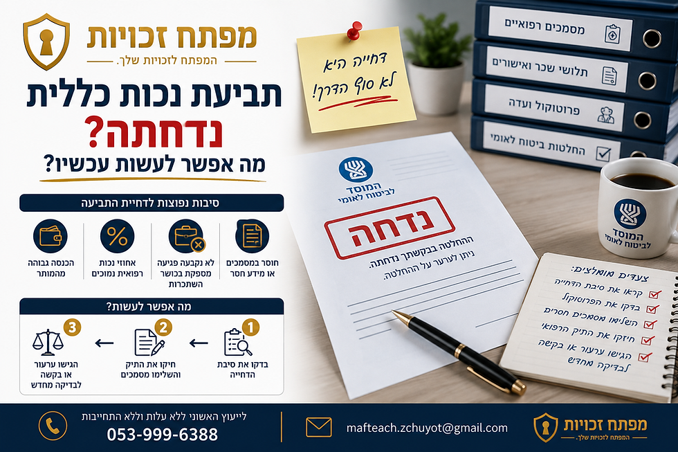 תביעת נכות כללית נדחתה – בדיקת ההחלטה וחיזוק התיק