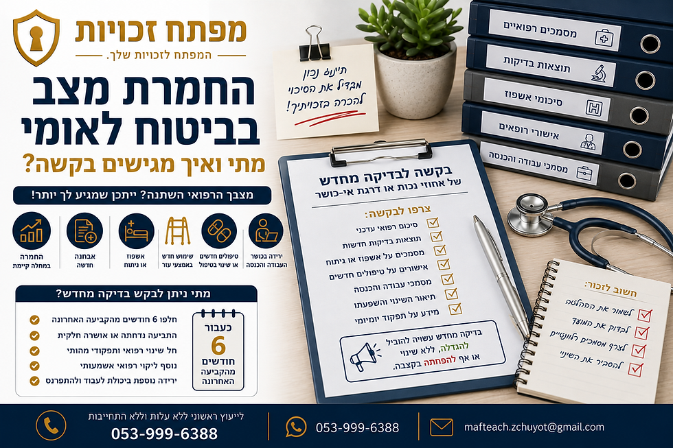 החמרת מצב בביטוח לאומי ובקשה לבדיקה מחדש של נכות כללית