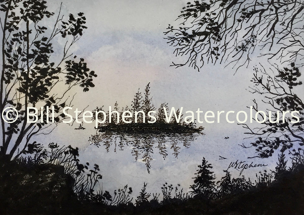 Original Watercolour Painting - Island in Silhouette