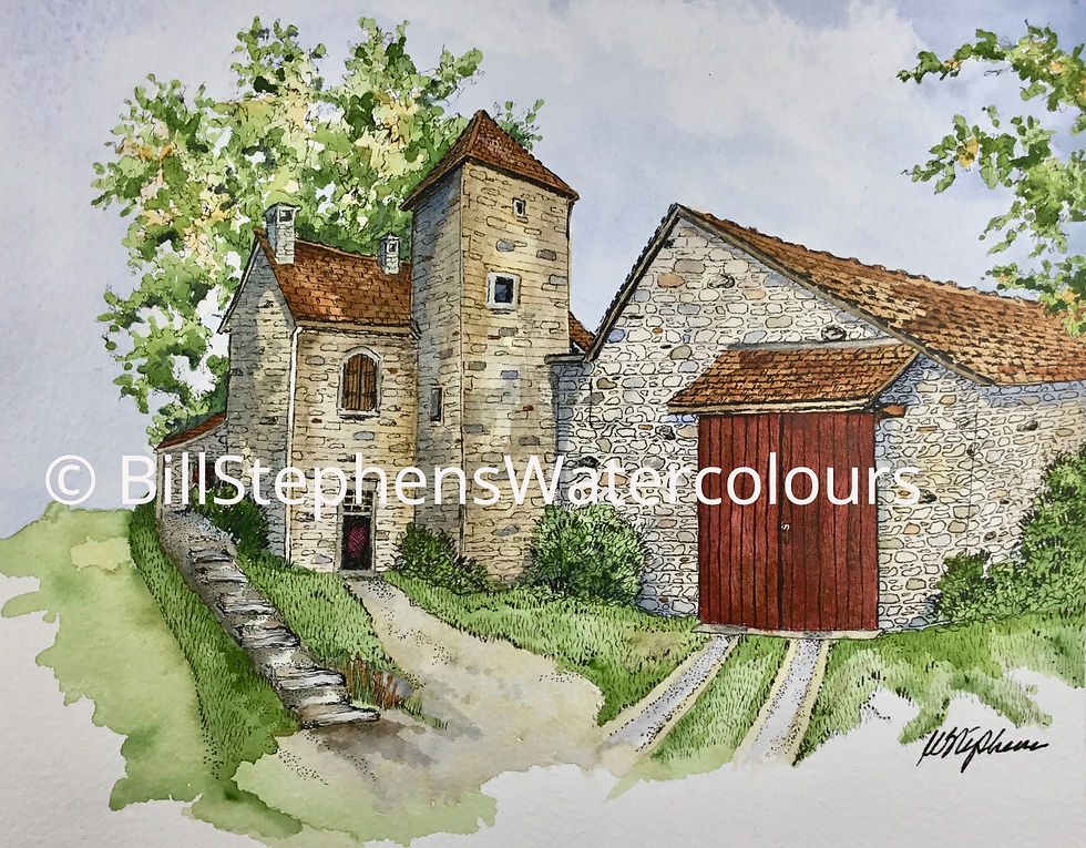 Original Watercolour Painting - Home in Chateauneuf-en-auxois, France