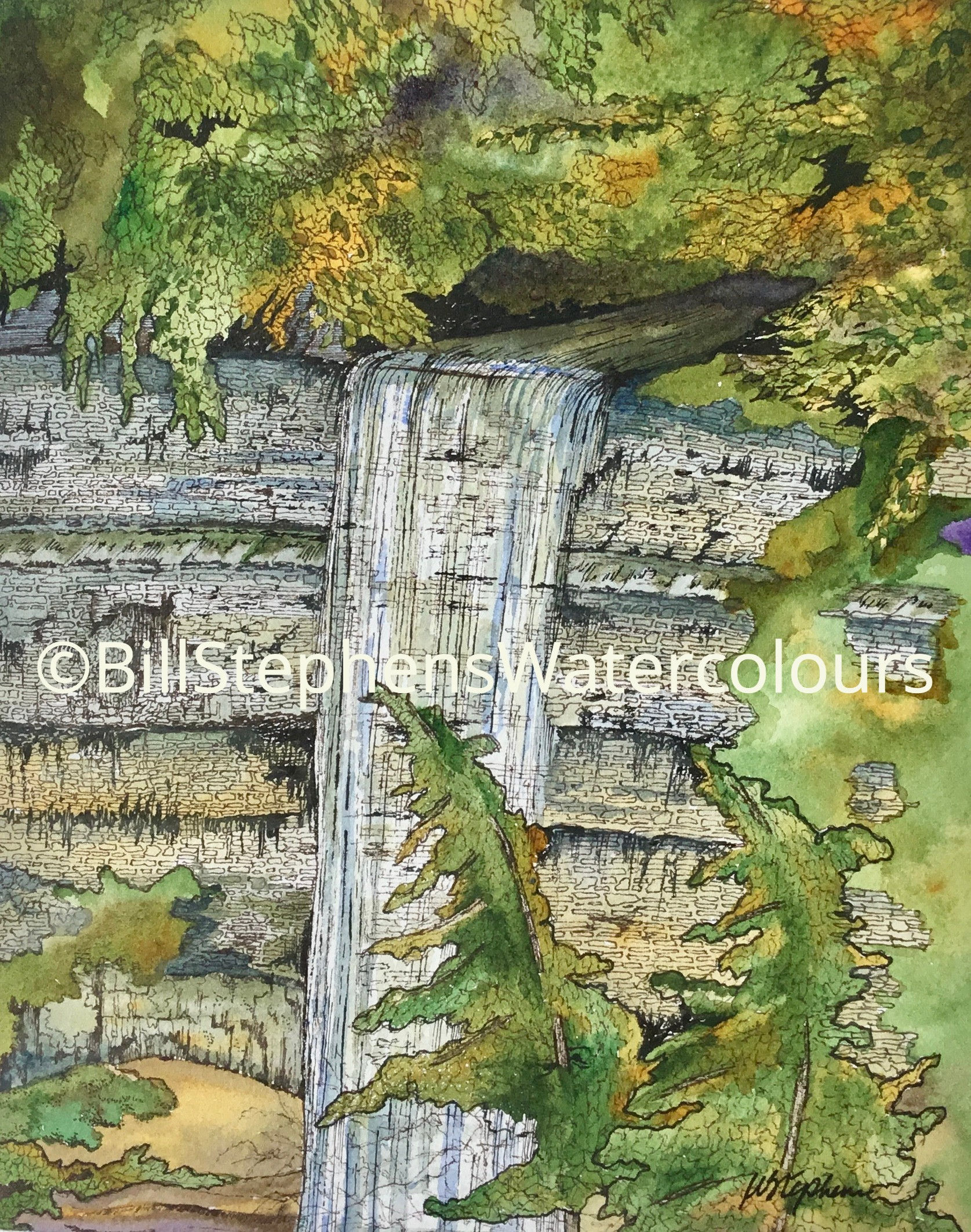 Original Watercolour Painting -Tew Falls