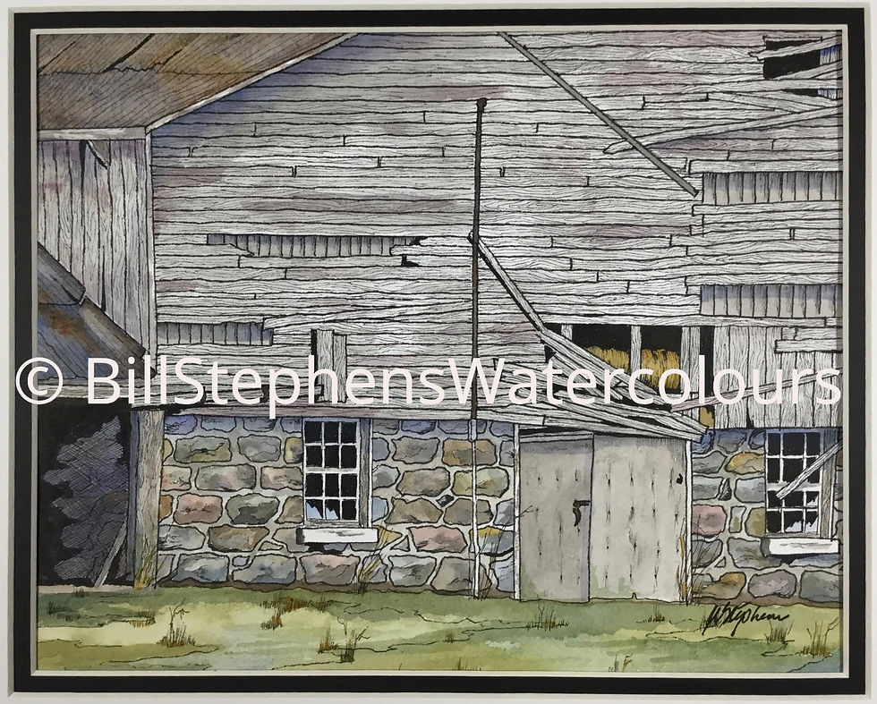 Original Watercolour Painting - Old Barn (Highway 401 @  Exit 216)