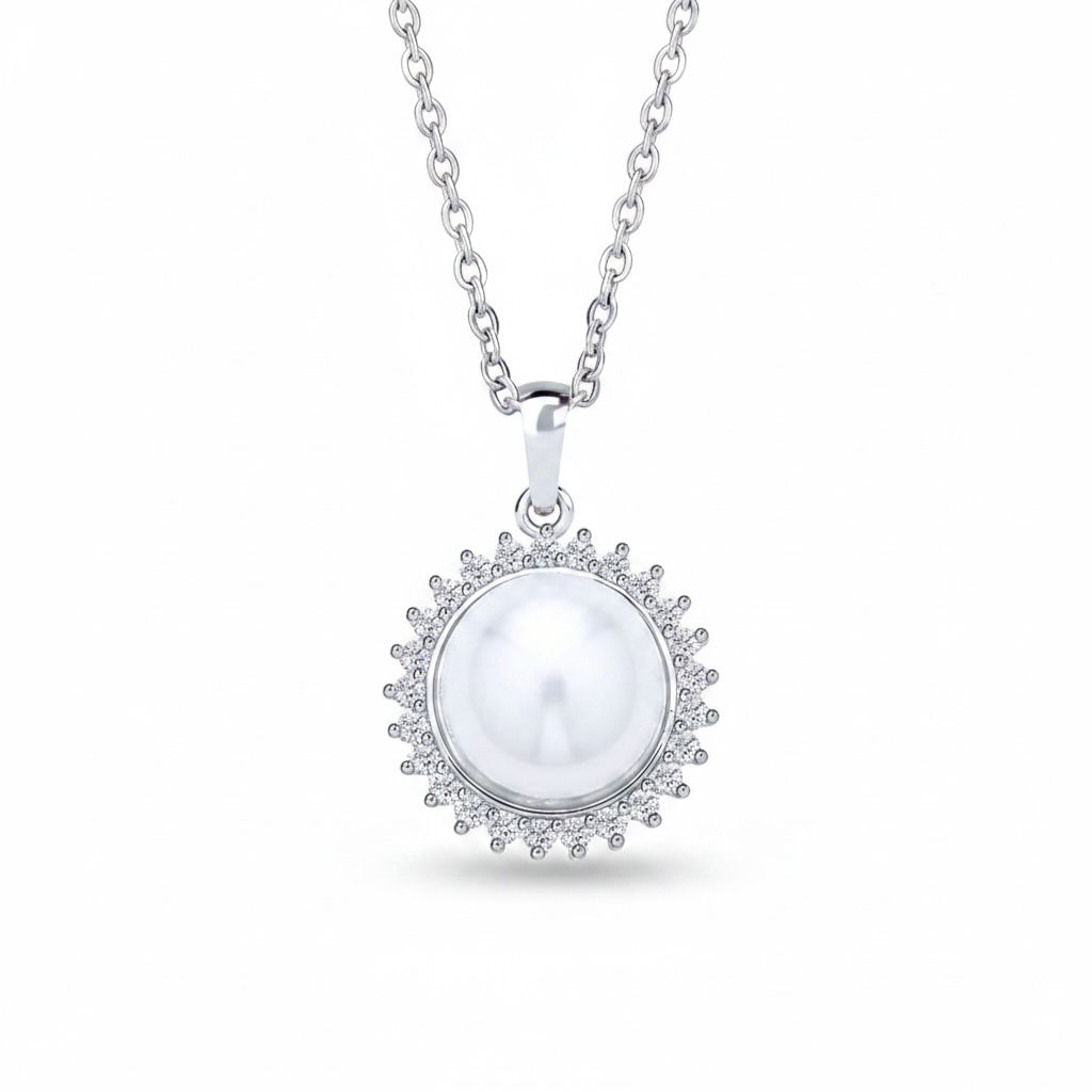 Cleo Freshwater Pearl Crystal Sterling Silver Pendant 