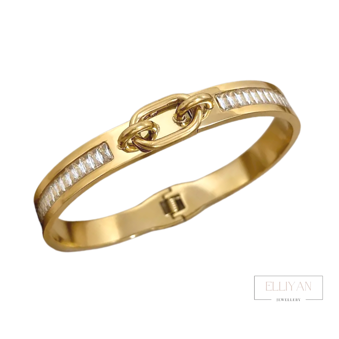 Eternal Crystal Gold Plated Chunky Bangle