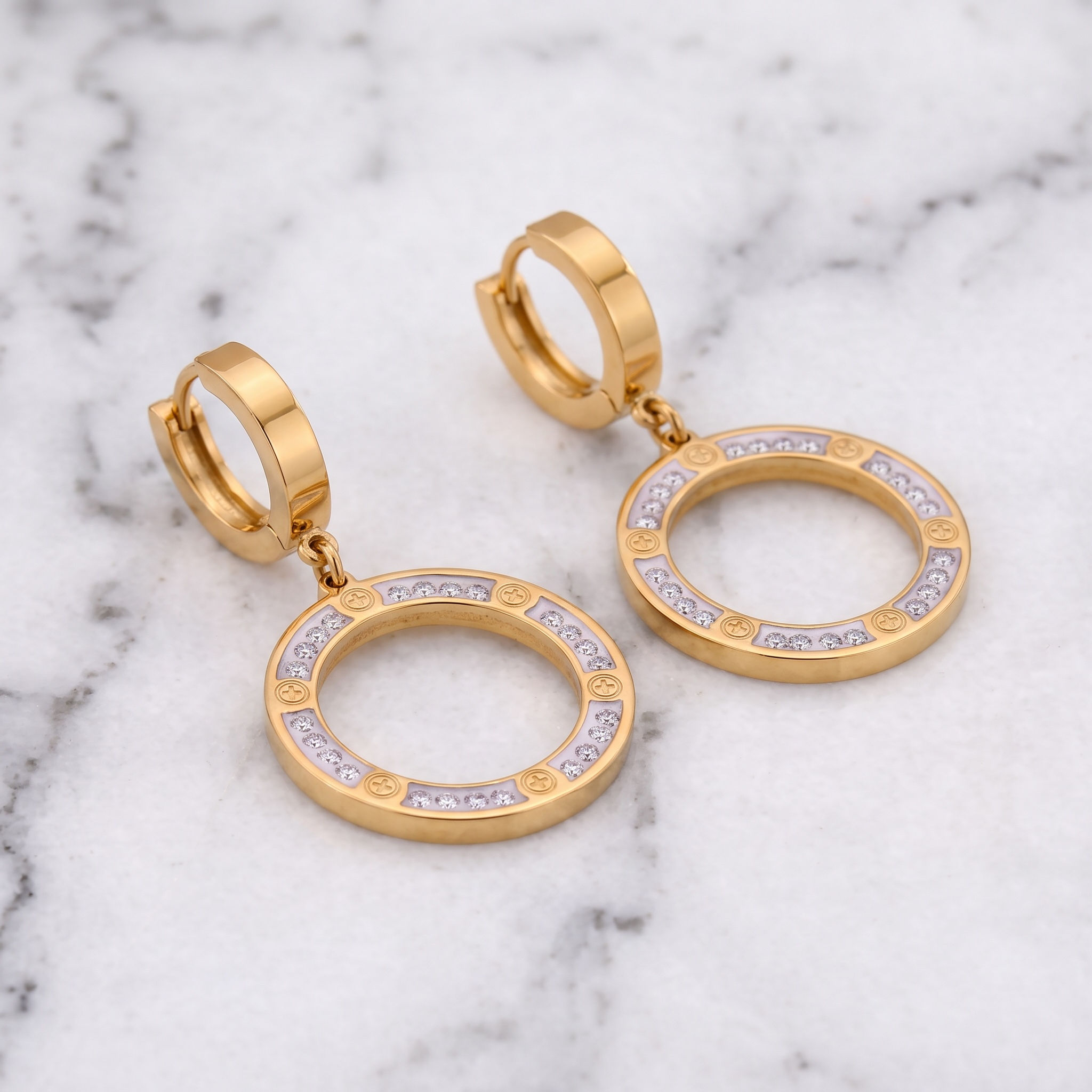 Circle of Dreams Golden Crystal Hoops 