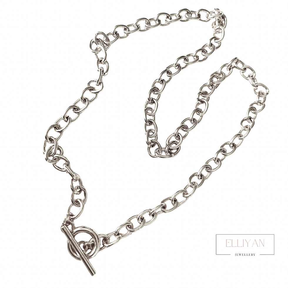Thumbnail: Venice Toggle Chunky Silver Chain Necklace