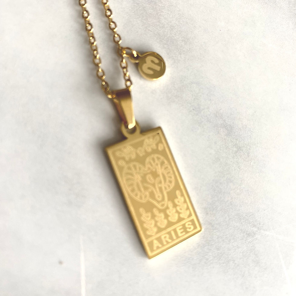 Thumbnail: Golden Zodiac Tablet Chain Necklace