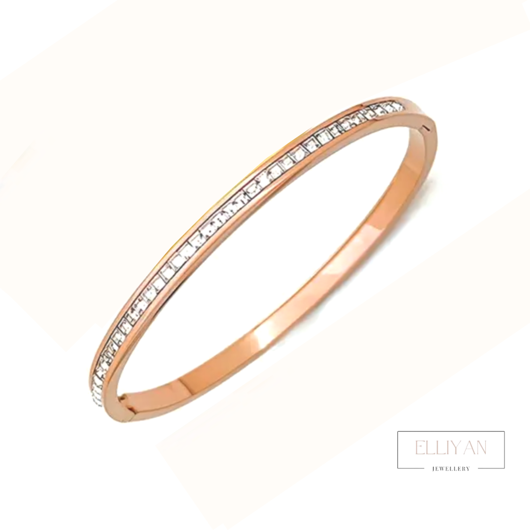 Freya Crystal Rose Gold Plated Stainless Steel Bangle