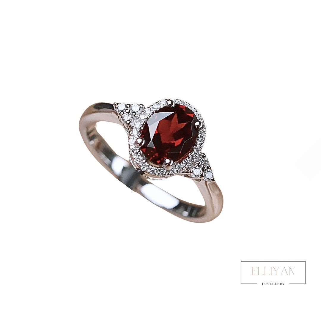 Ruby Red Silver Crystal Ring