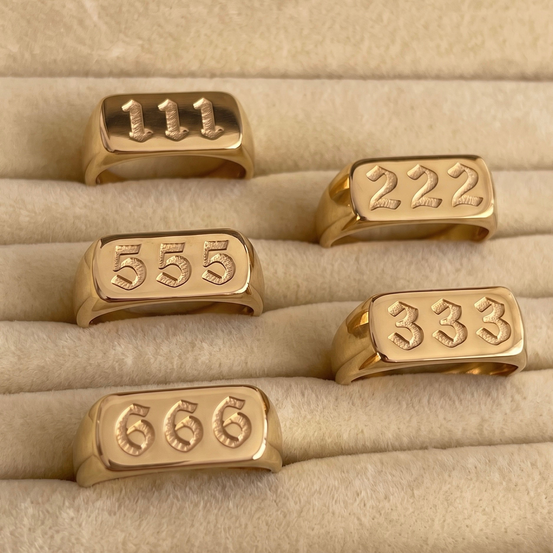 222 Trust the Universe Gold Numerology Ring