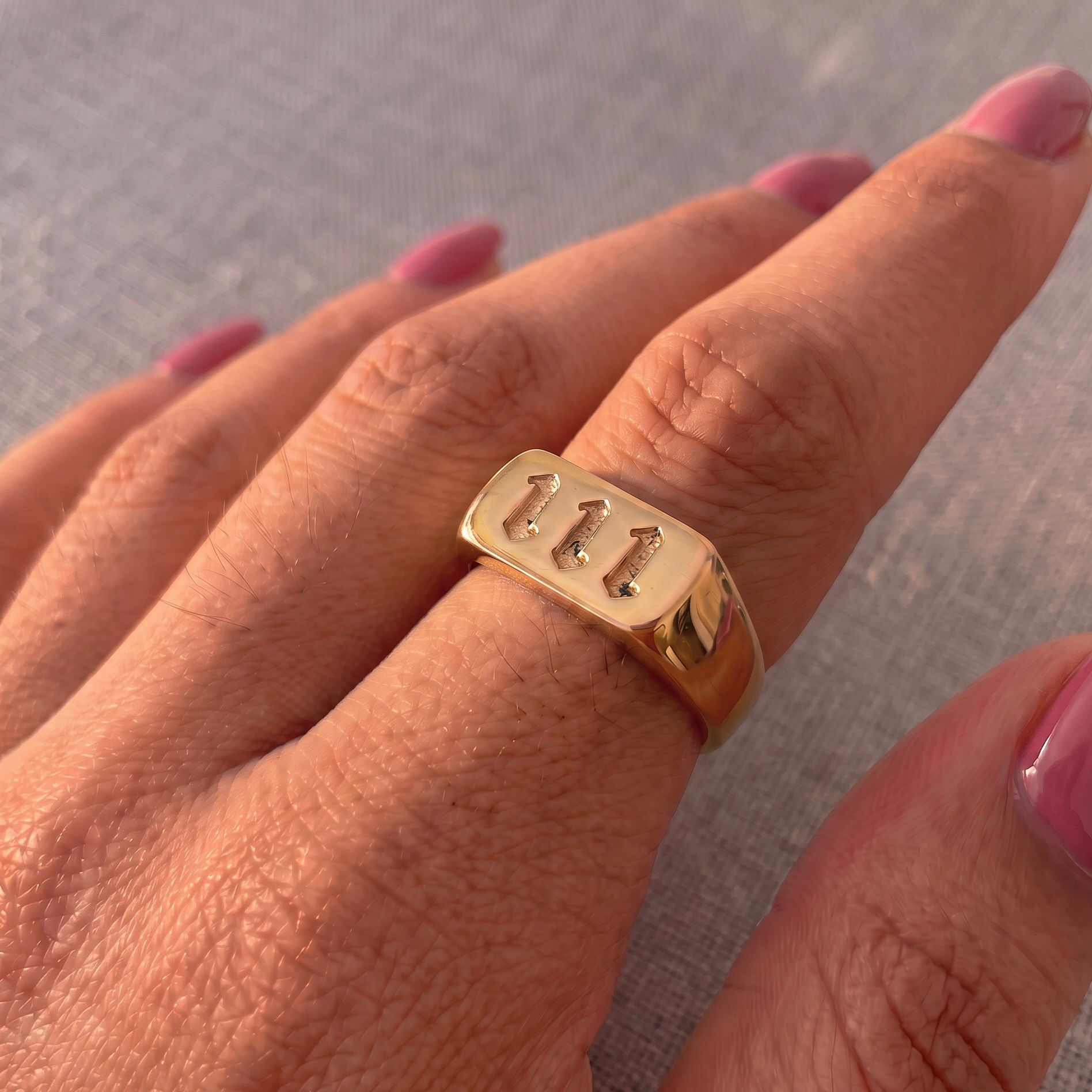 222 Trust the Universe Gold Numerology Ring