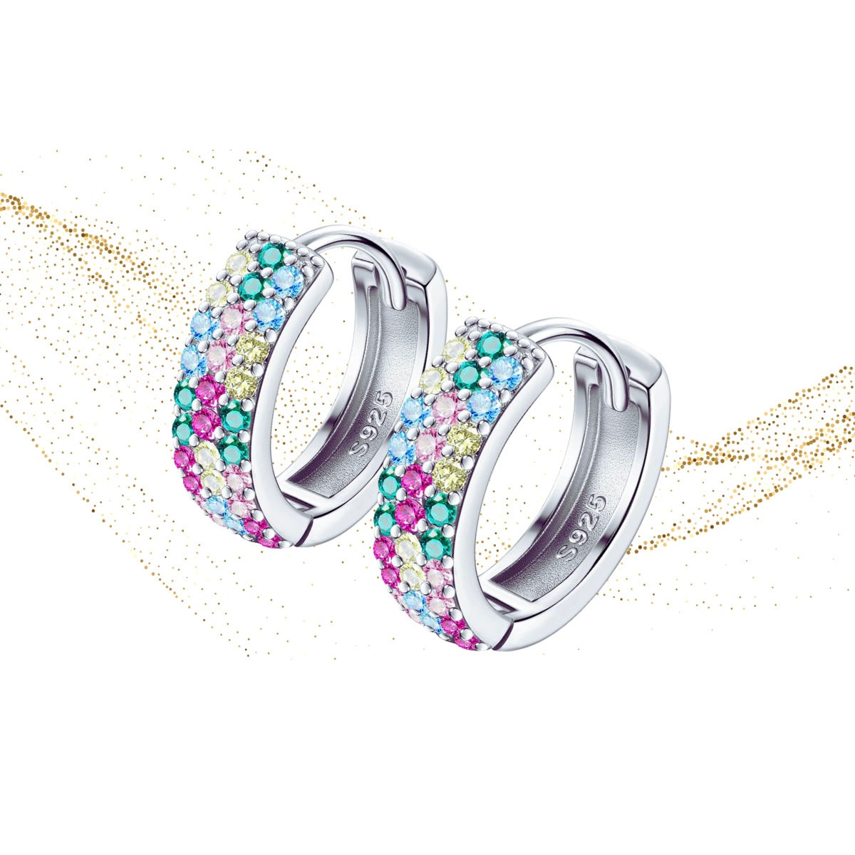 Rainbow Gem Multi Crystal Hoopes