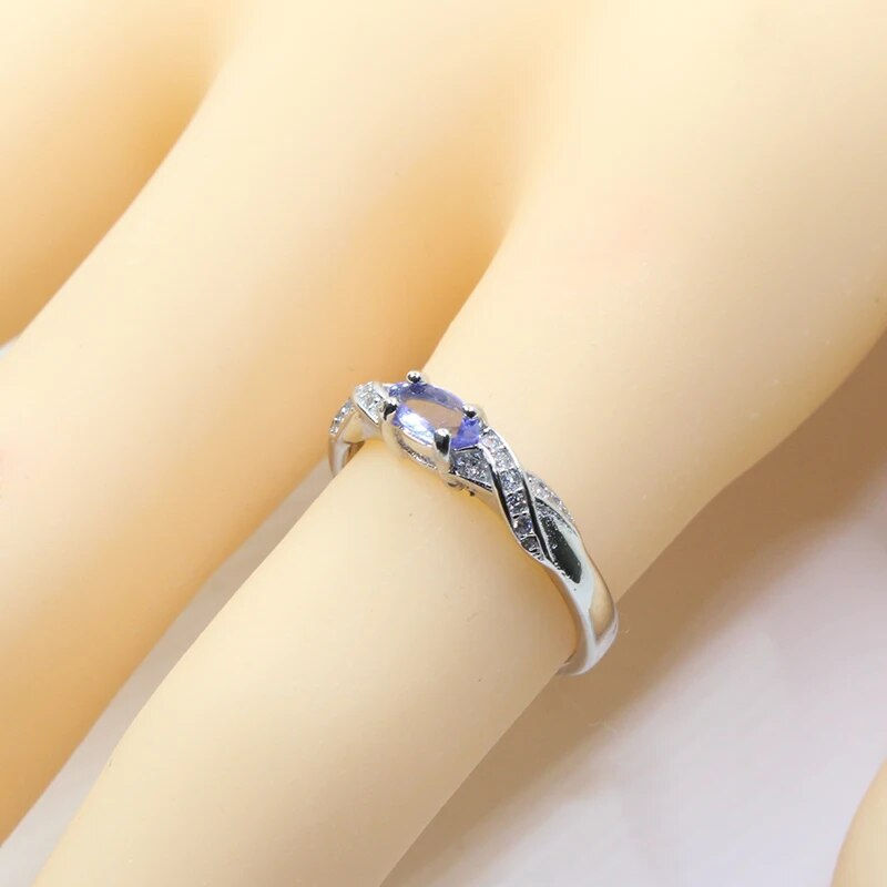 Thumbnail: Tanzanite silver ring 3 mm * 6 mm 925 silver 
