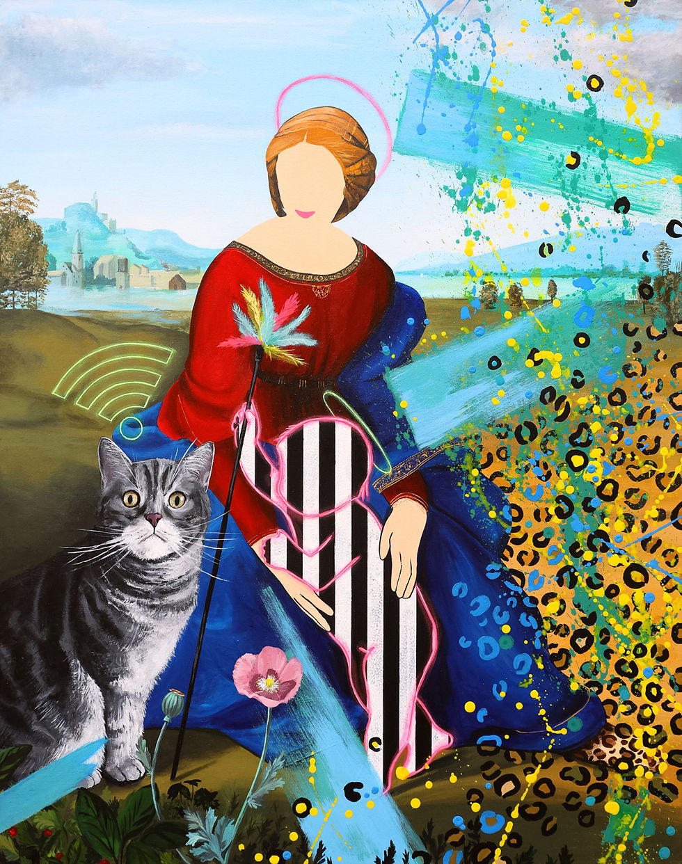 Gemälde in Acryl auf Leinen mit Neuinterpretation Raffaels »Madonna im Grünen« von Künstler Markus Buchsbaum.