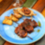 Camarones en vara asados