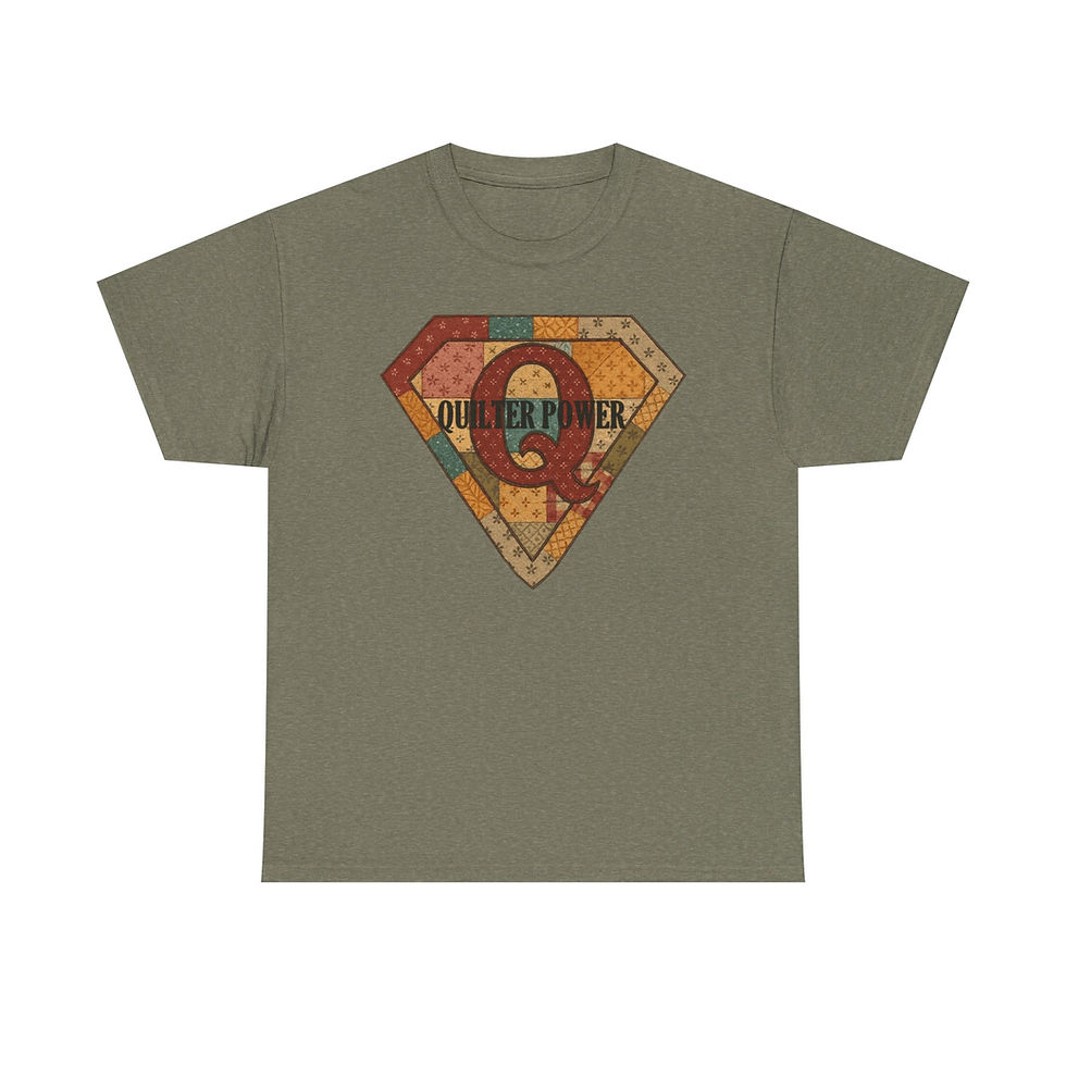 Thumbnail: Quilter Power T-Shirt — Vintage Patchwork Superhero Logo Tee