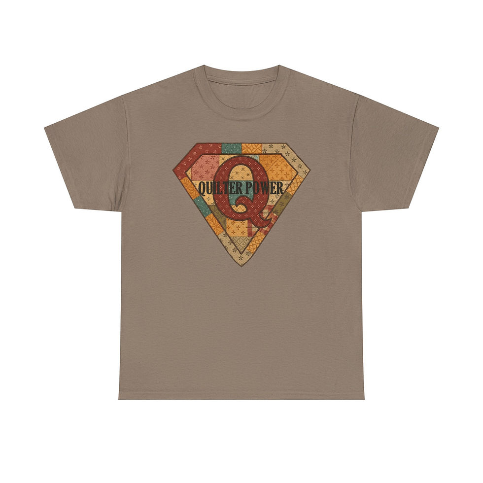 Thumbnail: Quilter Power T-Shirt — Vintage Patchwork Superhero Logo Tee