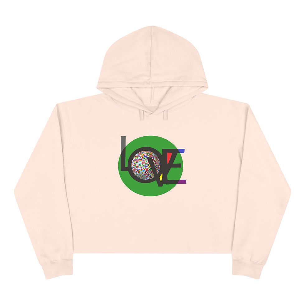 Thumbnail: Crop Hoodie - 'LOVE' Globe Graphic Cropped Hoodie