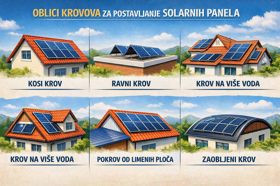 oblici krovova za postavljanje solarnih panela
