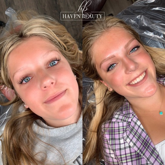 blonde before and after microblading in calgary