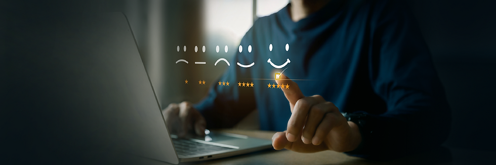 Rating scale and person at computer