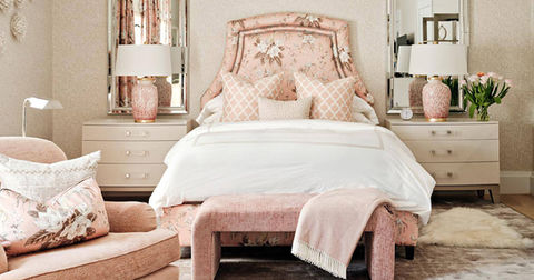 Custom Peach Sherbet Bed crafted by Lousso Designs, Located in Hingham, MA.