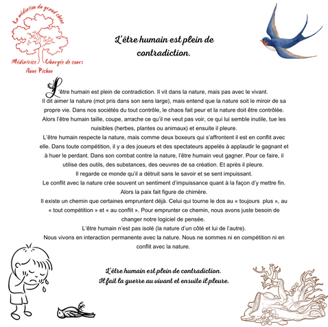 Le conflit avec la nature. L'être humain est plein de contradiction.
