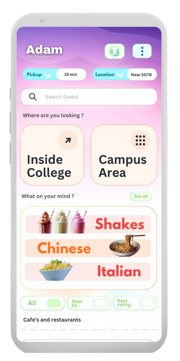 home page UI