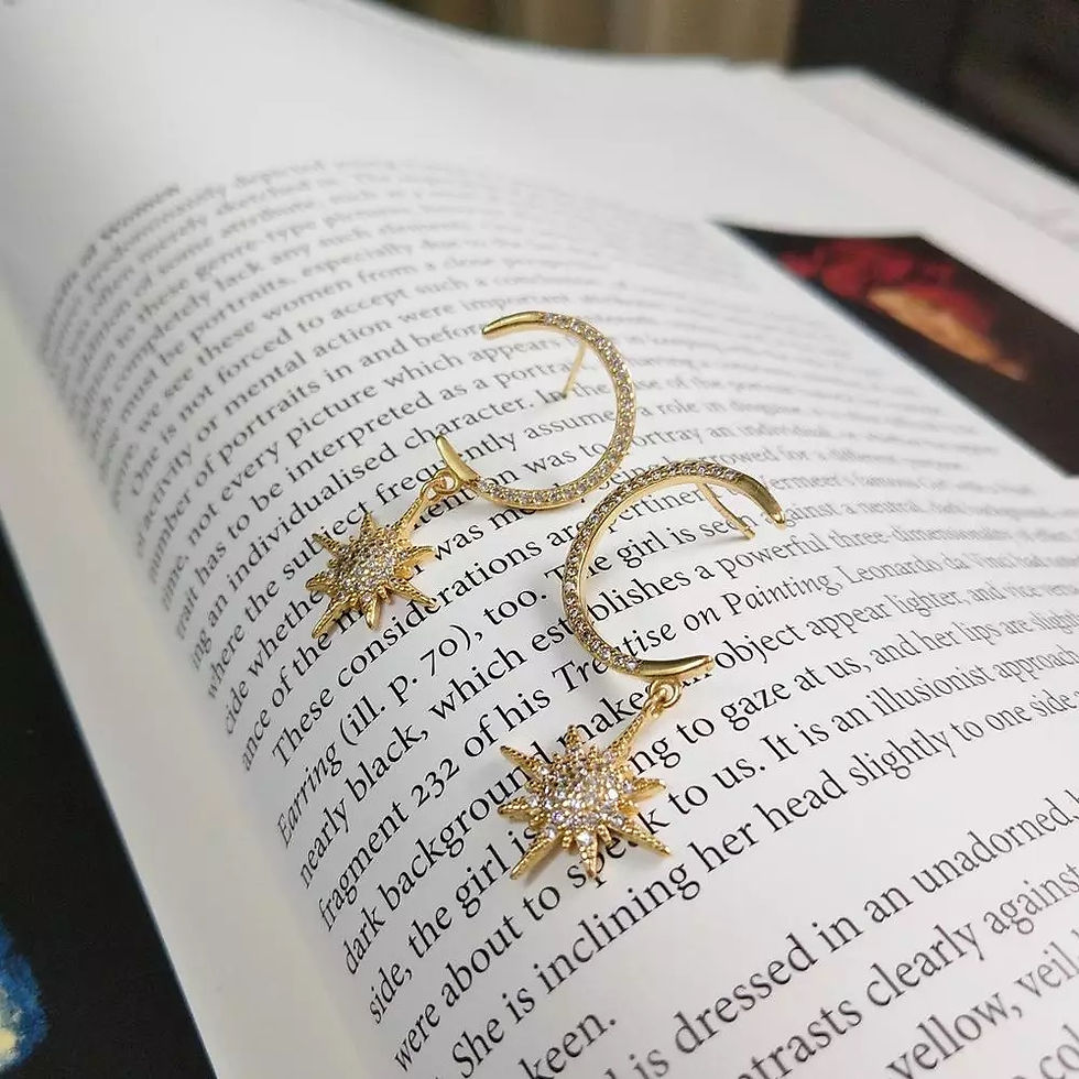 Thumbnail: Gold Moon &Star Earrings 