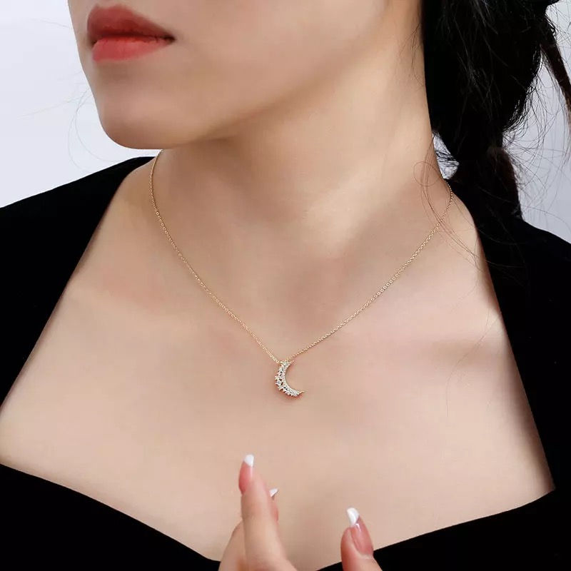 Thumbnail: Half moon cz Necklace 