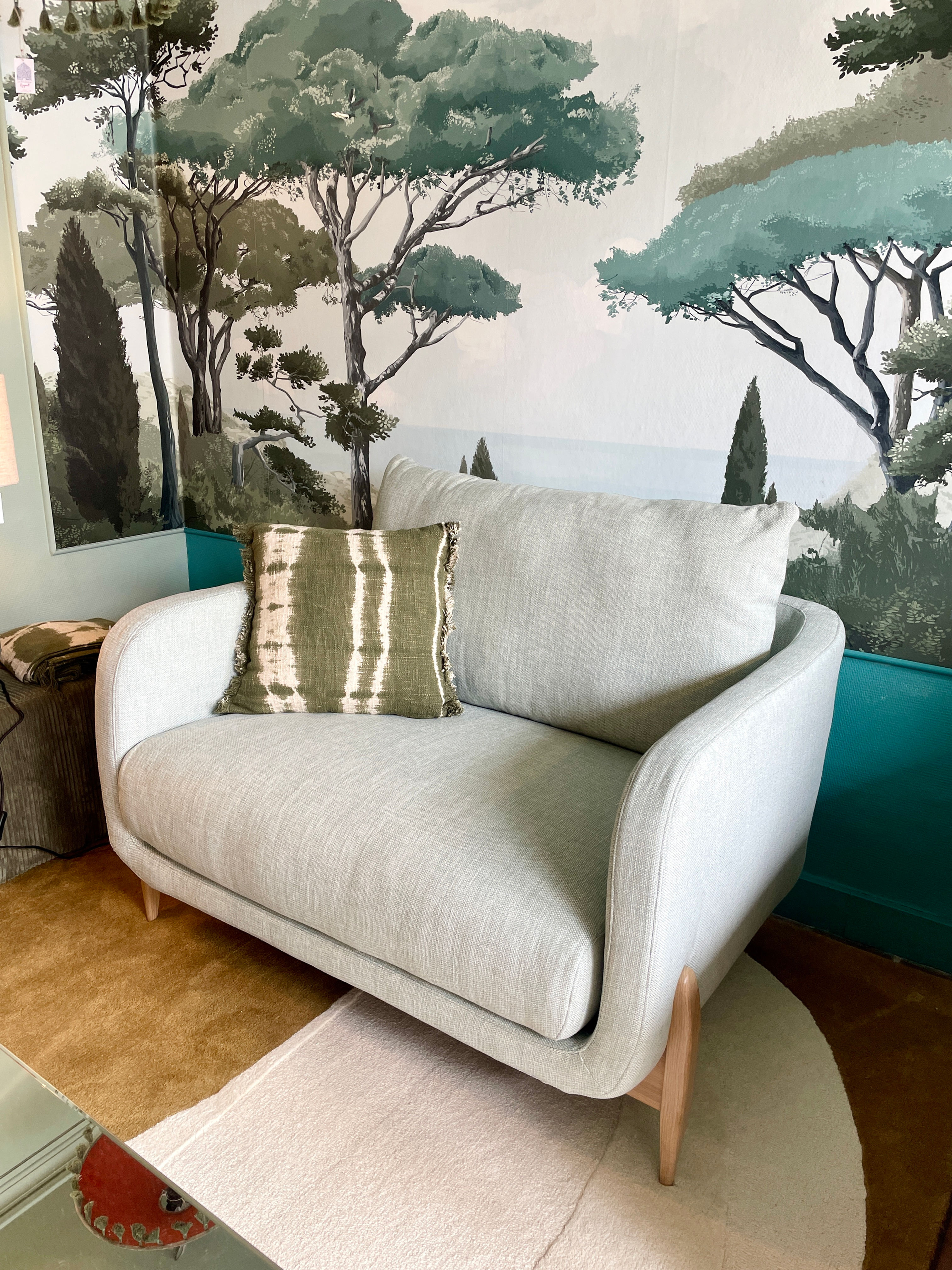 Fauteuil large ISOLELLA – tissu turquoise