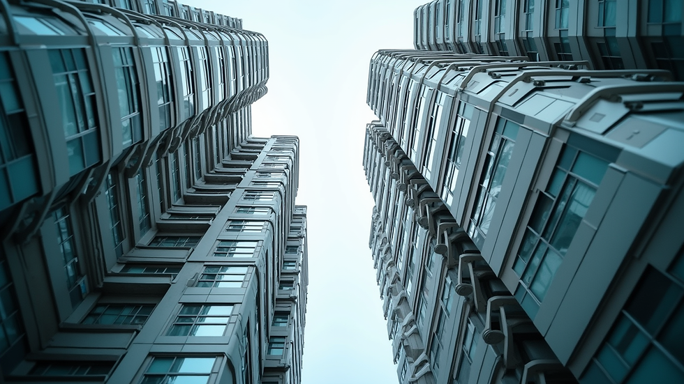 Eye-level view of a modern condominium building