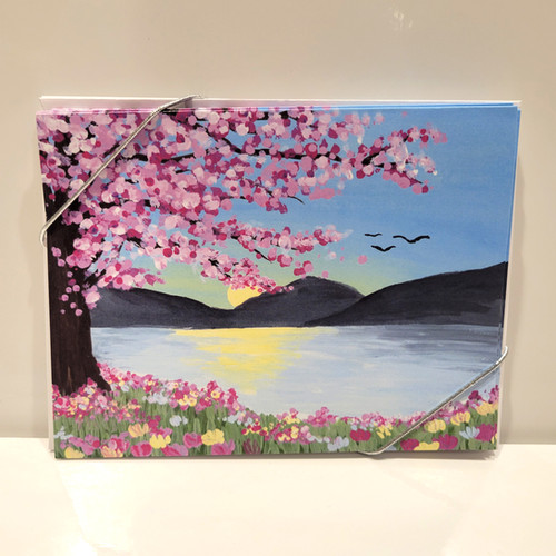 Cherry blossom water scene notecard 6-pack | KDS DAR School