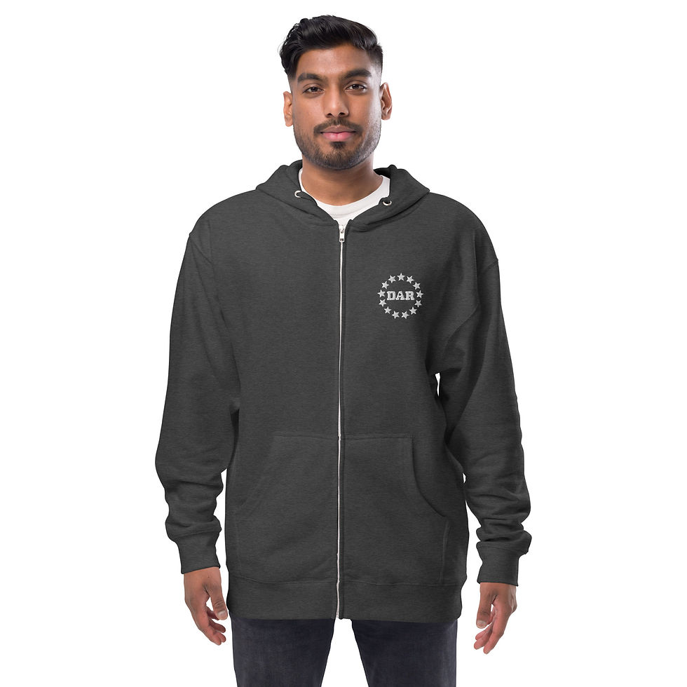 Thumbnail: DAR Stars Unisex fleece zip up hoodie w/ embroidered logo