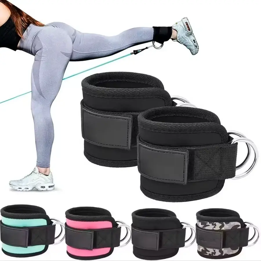 Adjustable Padded Ankle Wrist Cuffs Padded Straps D-Ring Glute Kickback for