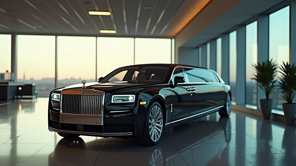 High angle view of a luxurious limo parked at an airport