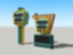 3D computer rendering of two custom monument signs, designed by the Mello Signs' design team in Fort Worth, Texas.