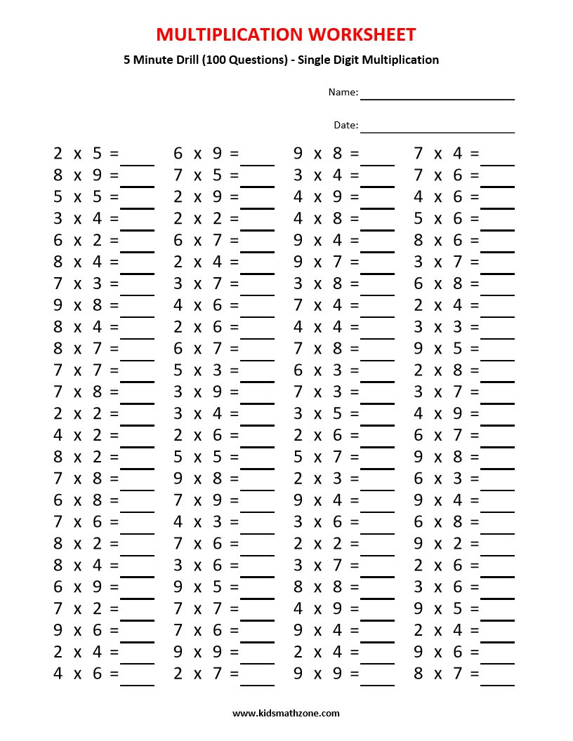 multiplication 5min drills h 100q 0 jpg