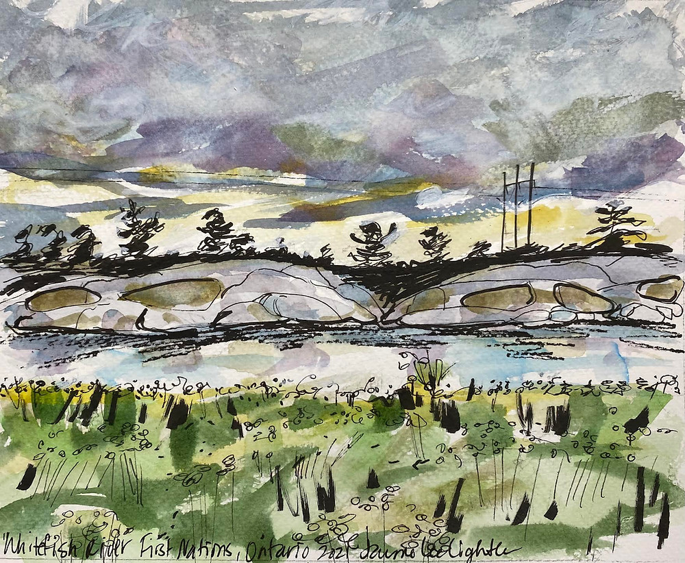 Pen and watercolour