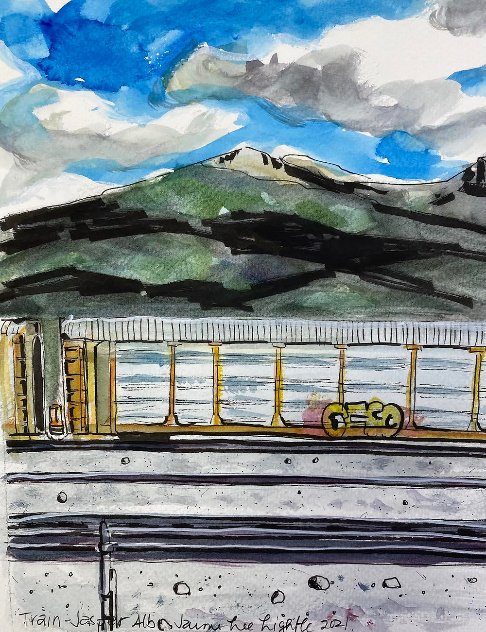 Pen and watercolour